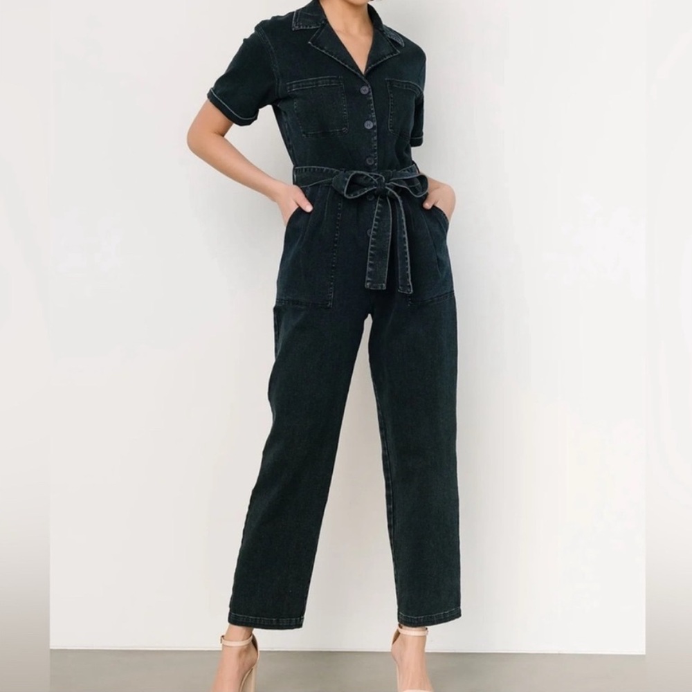 Baltic Born Geneva Button Jumpsuit | Washed Black - M